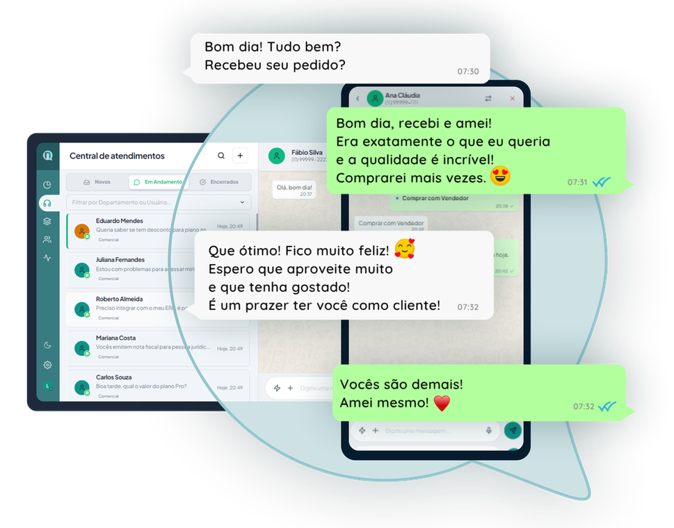 Interface do chat omnichannel inRun mostrando múltiplos atendentes gerenciando chamados de WhatsApp simultaneamente